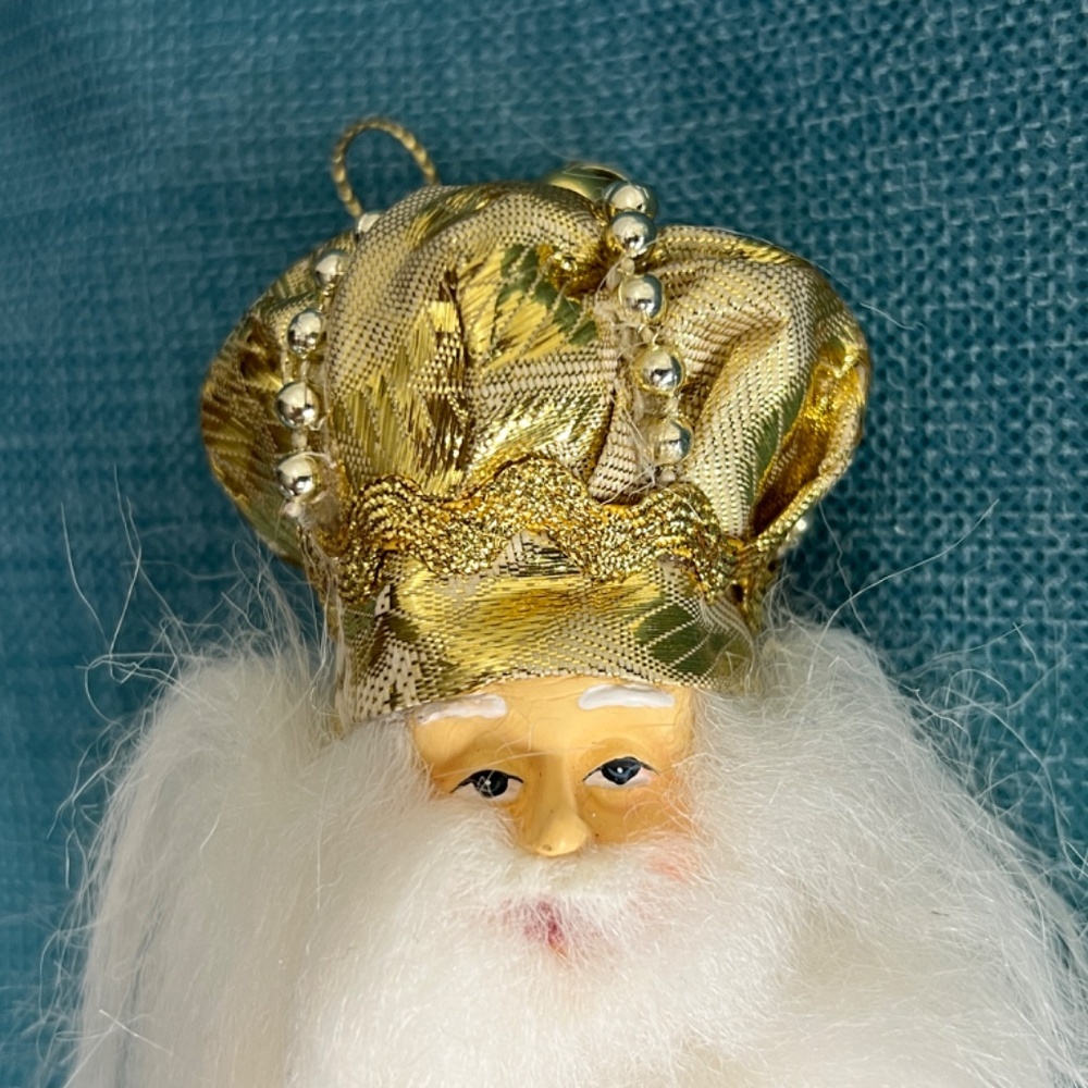 VINTAGE Kurt Adler Jeweled Gold Santa Head Christmas Tree Ornament - Picture 5 of 5